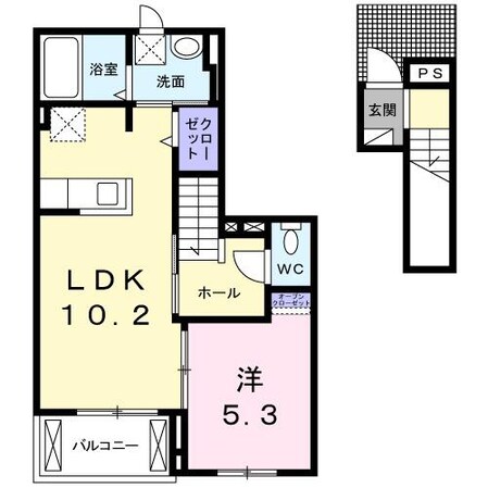 大袋駅 徒歩5分 2階の物件間取画像